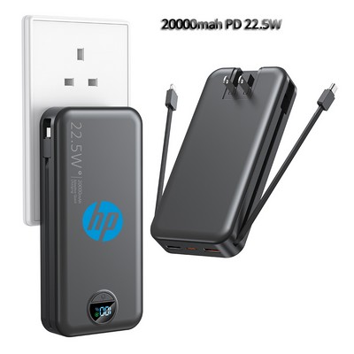 Universal Charger 20000mAh Built-in Cable PD22.5W Super Fast Charging AC Power Bank